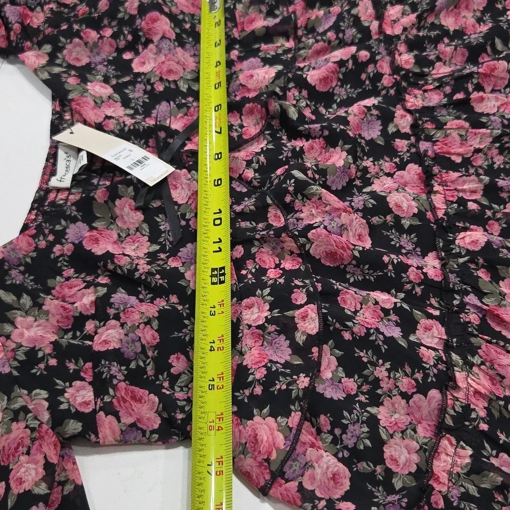 Francesca's Black Floral Dress with Pink Accents SzL New With Tag - Picture 6 of 12